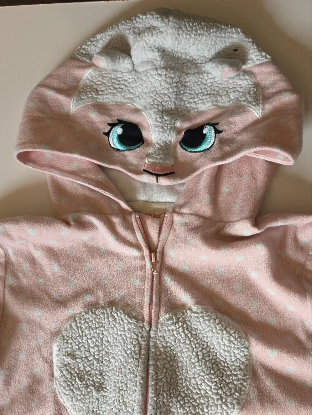 Cat & Jack Pink Heart Hooded One-Piece Footie Pajamas